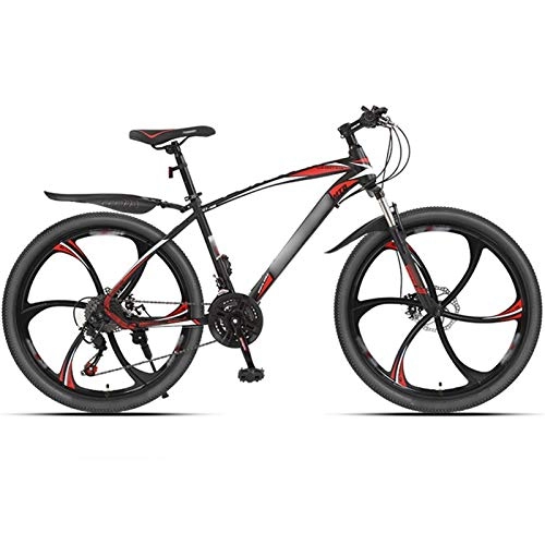 Mountain Bike : Mountain Bikes, 24 Speed Adjustable MTB, 26 Inches Wheels Dual Disc Brake Bicycle, 6 Cutter Wheels (Color : 21-speed red, Size : 24inches)