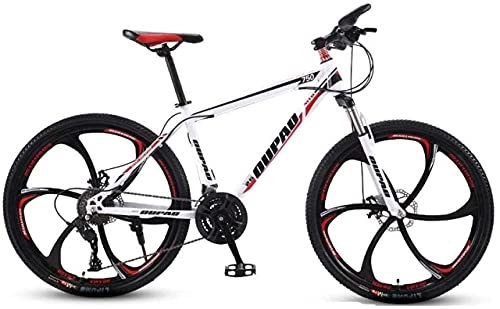 Mountain Bike : Mountain Bikes, 26 inch mountain bike aluminum alloy cross-country lightweight variable speed young men and women six-wheel bicycle Alloy frame with Disc Brakes ( Color : White Red , Size : 30 speed )
