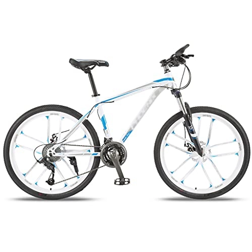 Mountain Bike : Mountain Bikes, Aluminum Alloy Cross-country Speed Bikes, Young Students And Adults Racing(Color:Ten knife wheel-white and blue)