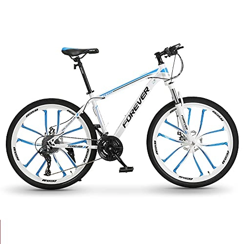 Mountain Bike : Mountain Bikes, Aluminum Alloy Frame / High-Carbon Steel Frame Bikes, 30 Speed 26 Inches Spoke Wheels Gearshift, Front and Rear Disc Brakes Bicycle, for Adults