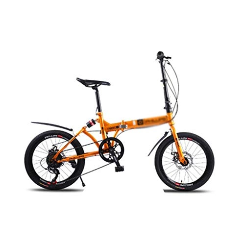 Mountain Bike : Mountain Bikes Bicycle Foldable Bicycle Road Bike Variable Speed Bike Shock Absorption Bike Free Installation Bike 20 inches (Color : Orange, Size : 150 * 60 * 110cm)