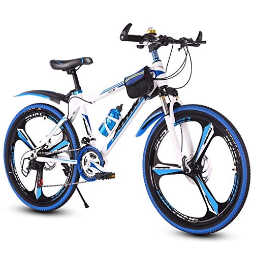 Mountain Bike : Mountain Bikes Bicycle Variable Speed 21-speed Off-road Racing Bicycle Unisex Single-wheel Shock Absorption, Suitable for Roads and Wastelands (Color : Dark Blue, Size : 24 inch)
