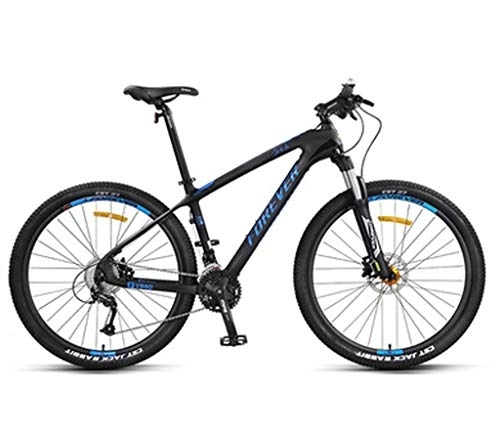 Mountain Bike : Mountain Bikes Carbon Fiber Frame Double Suspension Mountain Bike 27.5 Inches, Dual Disc Brake Unisex Mountain Bike Mountain Bike, 27 / 30-speed 27speed / Blue