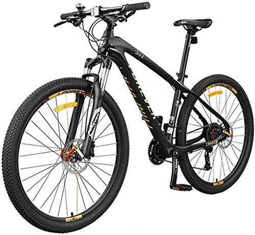 Mountain Bike : Mountain Bikes Carbon Fiber Frame Double Suspension Mountain Bike 27.5 Inches, Dual Disc Brake Unisex Mountain Bike Mountain Bike, 27 / 30-speed 30 speed / Yellow