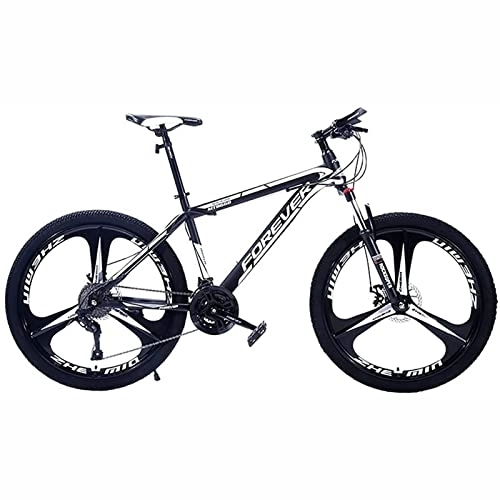 Mountain Bike : Mountain Bikes for Adults High-Carbon Steel Frame Bikes, 21-30 Speed 26 Inches Wheels Gearshift, Front and Rear Disc Brakes Bicycle, Black, 27 Speed