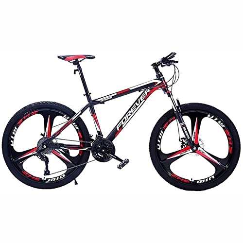 Mountain Bike : Mountain Bikes for Adults High-Carbon Steel Frame Bikes, 21-30 Speed 26 Inches Wheels Gearshift, Front and Rear Disc Brakes Bicycle, Red, 24 Speed