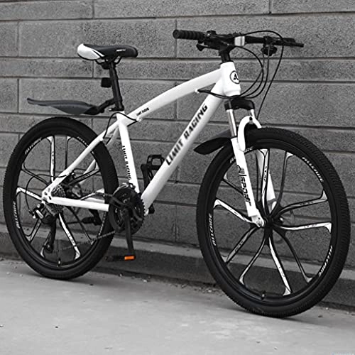 Mountain Bike : Mountain Bikes For Men And Women, 26Inch Wheels, 21 / 24 / 27 Speeds, High Carbon Steel Frame, Multiple Colors(Size:21speed, Color:white)