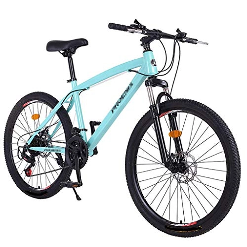 Mountain Bike : Mountain Bikes Men's Double Disc Brakes Shock-absorbing Bicycles Lightweight Variable 21 Speed Bicycles Non-slip and Rust-proof, 24 Inches and 26 Inches (Color : Dark Blue, Size : 24 inch)