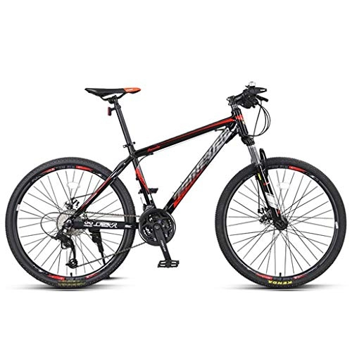 Mountain Bike : Mountain Bikes Sports High Carbon Steel 24 Speed Mountain Bicycle Unisex Commuter Bike with Dual Disc Brakes, Suitable for Work and Outings (Color : Black red, Size : 26 inch)