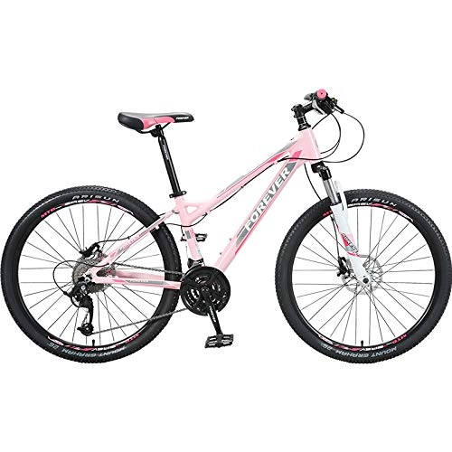 Mountain Bike : Mountain Bikes Tx Ladies, 26 inch Wheels, Women Mountain Trail Bikes Aluminum Alloy Outroad Bicycles, 27-Speed Girls Bicycle Full Suspension MTB Gears Dual Disc Brakes, Pink