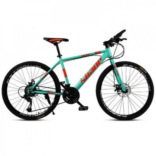 Mountain Bike : Mountain Folding Bicycle, 24" Mountain Speed High Carbon Steel Frame Bicycle 21 Speed Double Disc Brakes Fully Suspend Male And Female Students To Quickly Fold Bicycles, Green