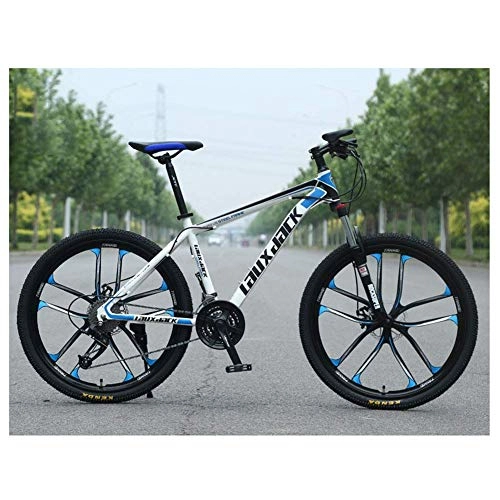 Mountain Bike : MOZUSA Outdoor sports Mountain Bike, Featuring Rigid 17Inch HighCarbon Steel Frame, 30Speed Drivetrain, Dual Oil Brakes, And 26Inch Wheels, Blue