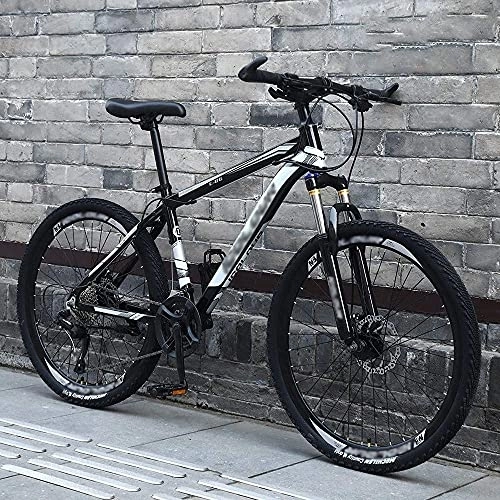 Mountain Bike : MQJ 24 / 26 inch Hardtail Mountain Bikes Men's Off-Road 21 / 24 / 27 / 30 Variable Speed Bicycle Racing Lightweight Double Shock Absorption Aluminum Alloy Bicycle, D~26 Inches, 21 Speed