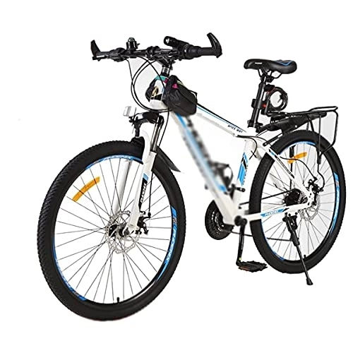 Mountain Bike : MQJ 24 Speed Mountain Bicycle 26 Inches Wheels Dual Disc Brake Urban Street Bicycle with High Carbon Steel Frame for a Path, Trail &Amp; Mountains / White / 24 Speed