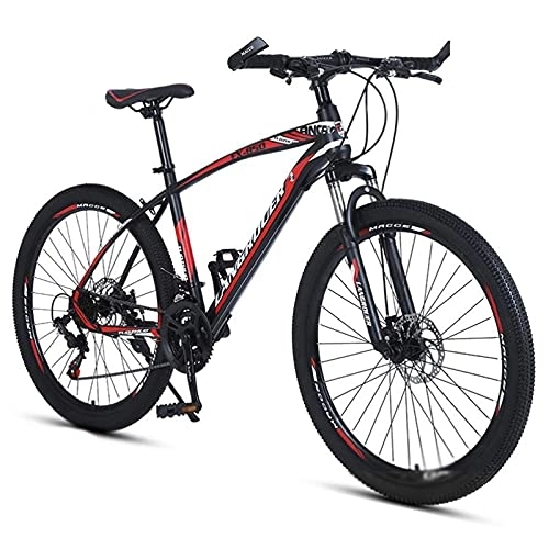 Mountain Bike : MQJ 26 inch Mountain Bike 21 Speed High-Tensile Carbon Steel Frame MTB with Dual Disc Brake Suitable for Men and Women Cycling Enthusiasts / Red / 24 Speed