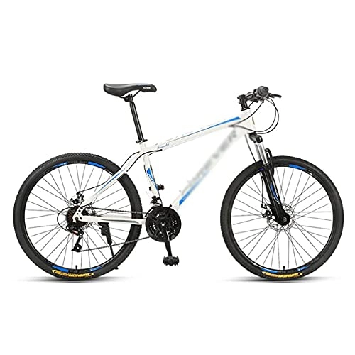 Mountain Bike : MQJ 26 inch Mountain Bike 3 Spoke Wheels 24 / 27-Speed Shift Carbon Steel Frame Mountain Bicycle with Dual Disc Brakes for Boys Girls Men and Wome / Blue / 27 Speed