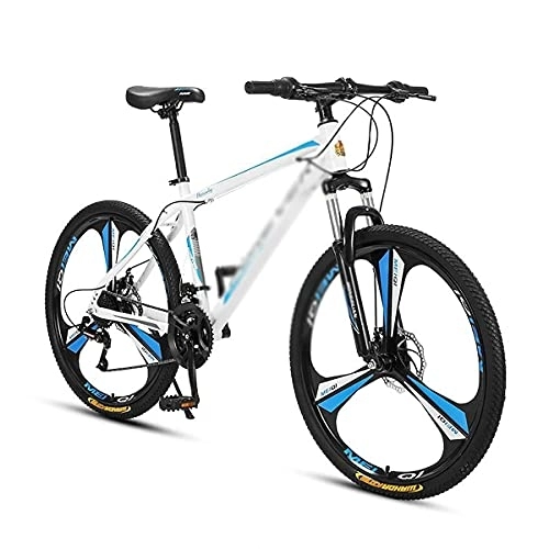 Mountain Bike : MQJ 26-Inch Mountain Bike Road Bike for Men and Women 24 / 27-Speed High Carbon Steel Frame Outdoor Riding with Dual Disc Brakes, Multiple Colors / Blue / 27 Speed