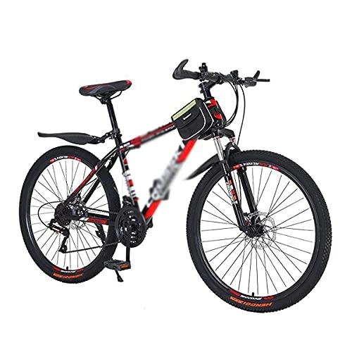 Mountain Bike : MQJ 26 inch Sports Mountain Bikes Men's Front Suspension Mountain Bicycle Carbon Steel Frame 21 Speed with Disc Brake for Men Woman Adult and Teens / Red / 24 Speed