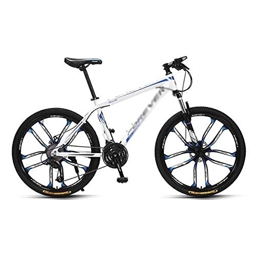 Mountain Bike : MQJ 26'' Steel Mountain Bike 27 Speeds with Dual Disc Brake Suitable for Men and Women Cycling Enthusiasts / Blue / 27 Speed