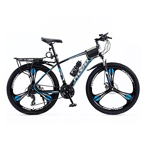 Mountain Bike : MQJ 27.5 in Steel Mountain Bike 24 Speeds with Dual Disc Brake Carbon Steel Frame for a Path Trail &Amp; Mountains / Blue / 24 Speed