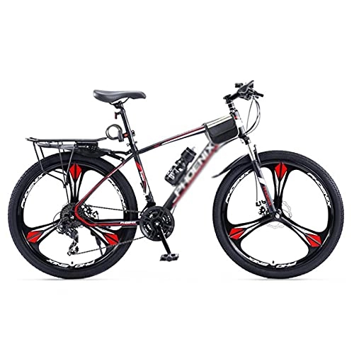 Mountain Bike : MQJ 27.5 in Steel Mountain Bike 24 Speeds with Dual Disc Brake Carbon Steel Frame for a Path Trail &Amp; Mountains / Red / 24 Speed
