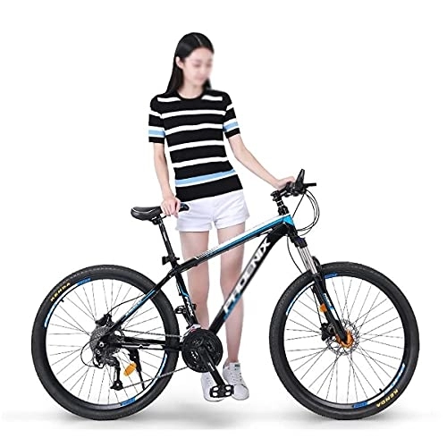 Mountain Bike : MQJ Adult Mountain Bike, 26 / 27.5-Inch Wheels, Mens / Womens 17-Inch Alloy Frame, 27 Speed, Dual Hydraulic Disc Brakes, Lockable Suspension Fork, Multiple Colours / Blue / 26 in