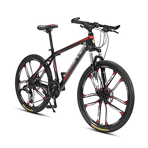 Mountain Bike : MQJ Adult Mountain Bike, 26 inch Wheels, Mountain Trail Bike High Carbon Steel Outroad Bicycles, 24 / 27-Speed Bicycle Dual Disc Brakes MTB ​​for a Path, Trail &Amp; Mountains / Red / 27 Speed