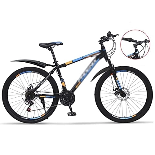 Mountain Bike : MQJ Adult Mountain Bike 26 inch Wheels Mountain Trail Bike High Carbon Steel Outroad Bicycles 24-Speed Bicycle Front Suspension MTB ​​Gears Dual Disc Brakes Mountain Bicycle for / Blue / 24 Speed