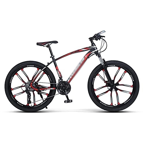 Mountain Bike : MQJ All-Terrain Mountain Bike Bicycle 26 inch Adult Road Bike for Men Woman Adult and Teens 21 / 24 / 27 Speeds with Lockable Suspension Fork / Red / 27 Speed