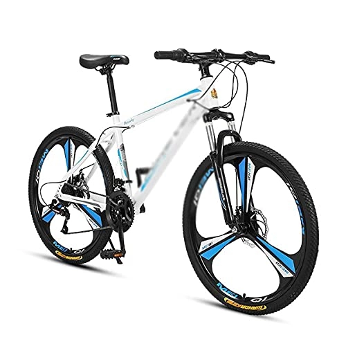 Mountain Bike : MQJ Mens Mountain Bike 26-Inch Wheels Carbon Steel Frame 24 / 27-Speed Deraileur Front and Rear Disc Brakes, Multiple Colors / Blue / 24 Speed