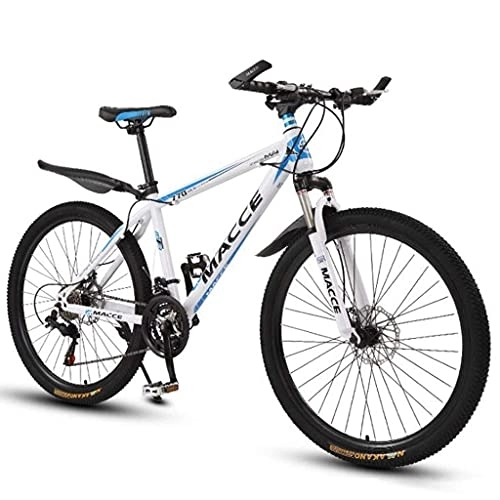 Mountain Bike : MQJ Mountain Bike, 26 inch Women / Men MTB Bicycles Lightweight Carbon Steel Frame 21 / 24 / 27 Speeds Front Suspension / White / 21Speed