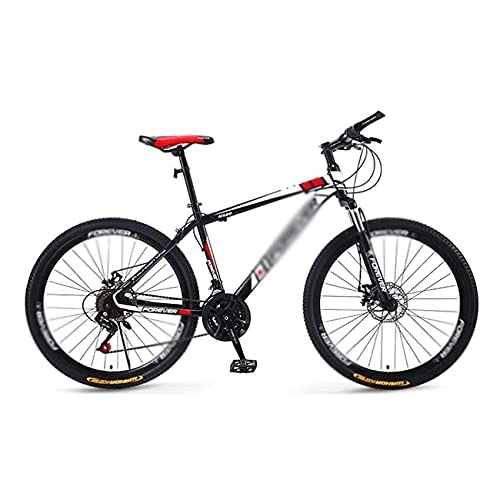 Mountain Bike : MQJ Mountain Bike for Men Woman Adult and Teens 26-Inch Wheels, 21-Speed Shifters, Carbon Steel Frame, Double Disc Brake, Front Suspension / Red / 21 Speed