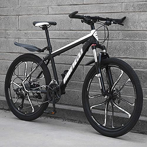 Mountain Bike : MQJ Mountain Bikes, 24 / 26 inch Men’S Mountain Bike, High Carbon Steel Hard Tail City / Road Bike Disc Brake Bike with Adjustable Front Suspension Seats, A~26 Inches, 21 Speed