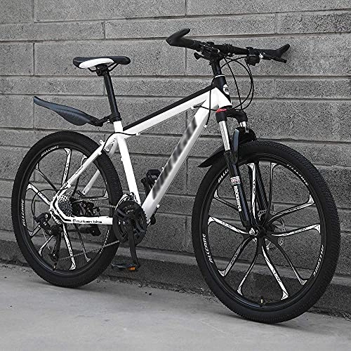 Mountain Bike : MQJ Mountain Bikes, 24 / 26 inch Men’S Mountain Bike, High Carbon Steel Hard Tail City / Road Bike Disc Brake Bike with Adjustable Front Suspension Seats, C~26 Inches, 27 Speed