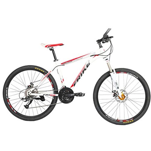 Mountain Bike : Mrzyzy Mountain Bike Adult 26-inch 21-24-27 Speed Variable Speed Bike Adult, Lockable Shock Absorption Front And Rear Double Disc Brakes, Suitable For Road And Travel (Color : Red, Size : 24-speed)