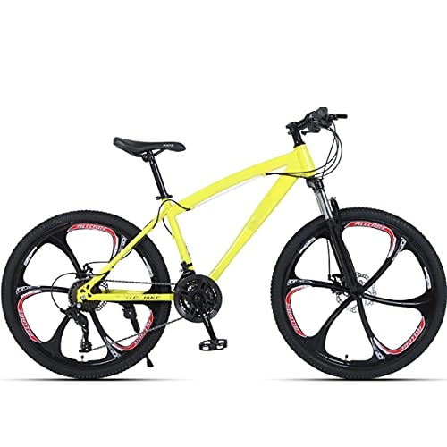 Mountain Bike : MTB Bicycles Hardtail Mountain Bike 26 Inch 27 Speed, Mechanical Double Disc Brake, High Carbon Steel Frame, Lockable Front Fork, Suitable Height: 160-185Cm, for Adults And Teens, Yellow