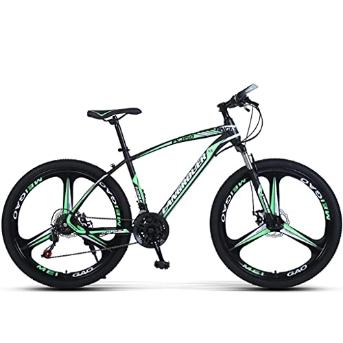 Mountain Bike : MTB Mountain Bike 26 Inches, 27 Speed Rear Deraileur, Front And Rear Disc Brakes, Multiple Colors, Suitable Height 160-185 Cm, Green