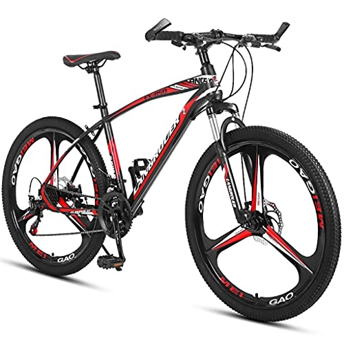 Mountain Bike : MTB Mountain Bike 26 Inches, 27 Speed Rear Deraileur, Front And Rear Disc Brakes, Multiple Colors, Suitable Height 160-185 Cm, Red