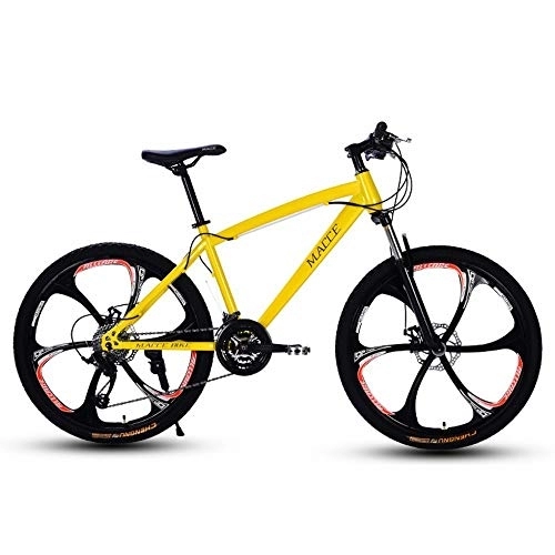 Mountain Bike : MU Bicycle Male Mountain Bike Off-Road Variable Speed Double Disc Brake Men and Women Young Students One Wheel Speed Light Bicycle, F, 24 Inches