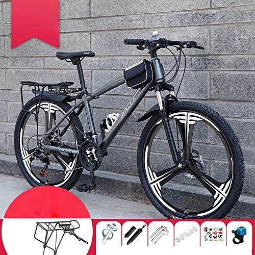 Mountain Bike : MU Bicycle Male Mountain Bike Off-Road Variable Speed Double Disc Brake Men and Women Young Students One Wheel Speed Light Bicycle, H, 24 Inches