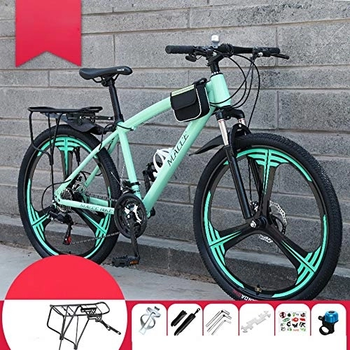 Mountain Bike : MU Bicycle Male Mountain Bike Off-Road Variable Speed Double Disc Brake Men and Women Young Students One Wheel Speed Light Bicycle, J, 24 Inches