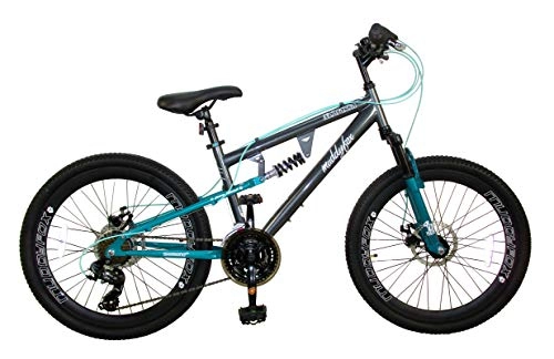 Mountain Bike : Muddyfox Girl's Nebraska Suspension / Dual Disc Brakes 21 Speed Mountain Bike, Grey / Blue, 24 Inch