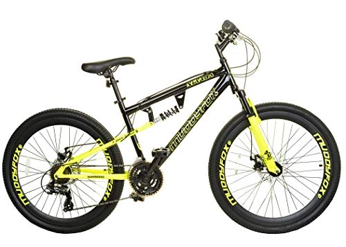 Mountain Bike : Muddyfox Men's Fox Nevada Dual Suspension / Disc Brakes 21 Speed Mountain Bike, Black / Yellow, 26 Inch