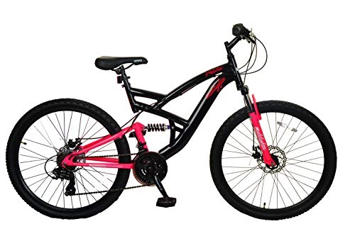 Mountain Bike : Muddyfox Molotov. Alloy Frame, Dual Suspension, 21 Speed Ladies Mountain Bike - Black / Pink, 18 inch Frame