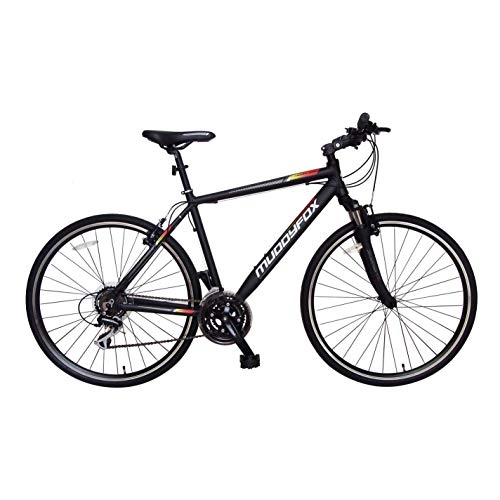 Mountain Bike : Muddyfox Unisex Tempo 200 Hybrid Bike Black / Orange 700Wh / 18Fr