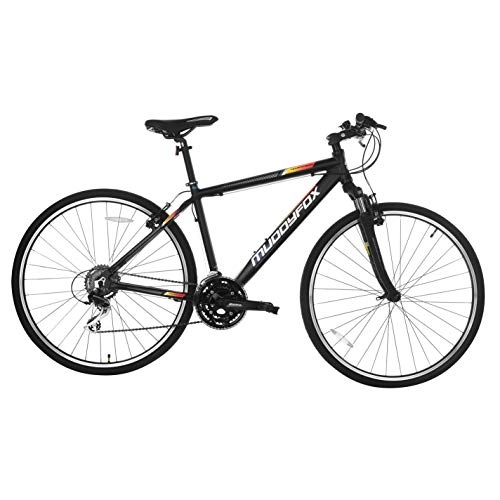 Mountain Bike : Muddyfox Unisex Tempo 200 Hybrid Bike Black / Orange 700Wh / 20Fr