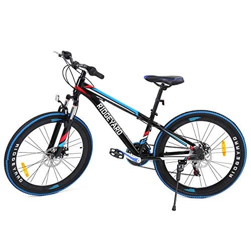 Mountain Bike : MuGuang 26 Inches 7 Speed Bicycle MTB Mountain Bike Disc Brakes Unisex for Adult (black+blue)