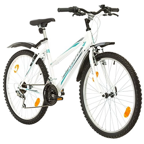 Mountain Bike : Multibrand, PROBIKE 6th SENSE, 460mm, 26 inch, Mountain Bike, 18 speed, Mudgard Set, For Women, White-Turquoise