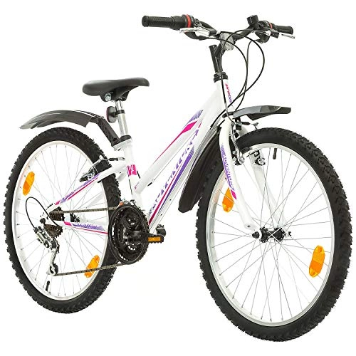 Mountain Bike : Multibrand, PROBIKE ADVENTURE, 24 inch, 290 mm, Mountain Bike, 18 speed, Mudgard Set, For Women, Kids, Juniors, White (White (Mudguard))