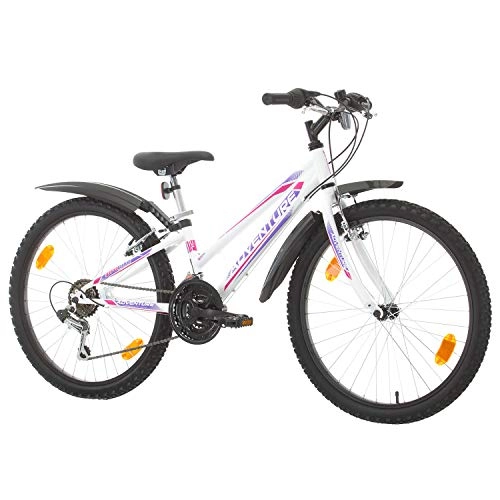 Mountain Bike : Multibrand, PROBIKE ADVENTURE, 24 inch, 290 mm, Mountain Bike, 18 speed, Mudgard Set, For Women, Kids, Juniors, White (White (Mudguard))